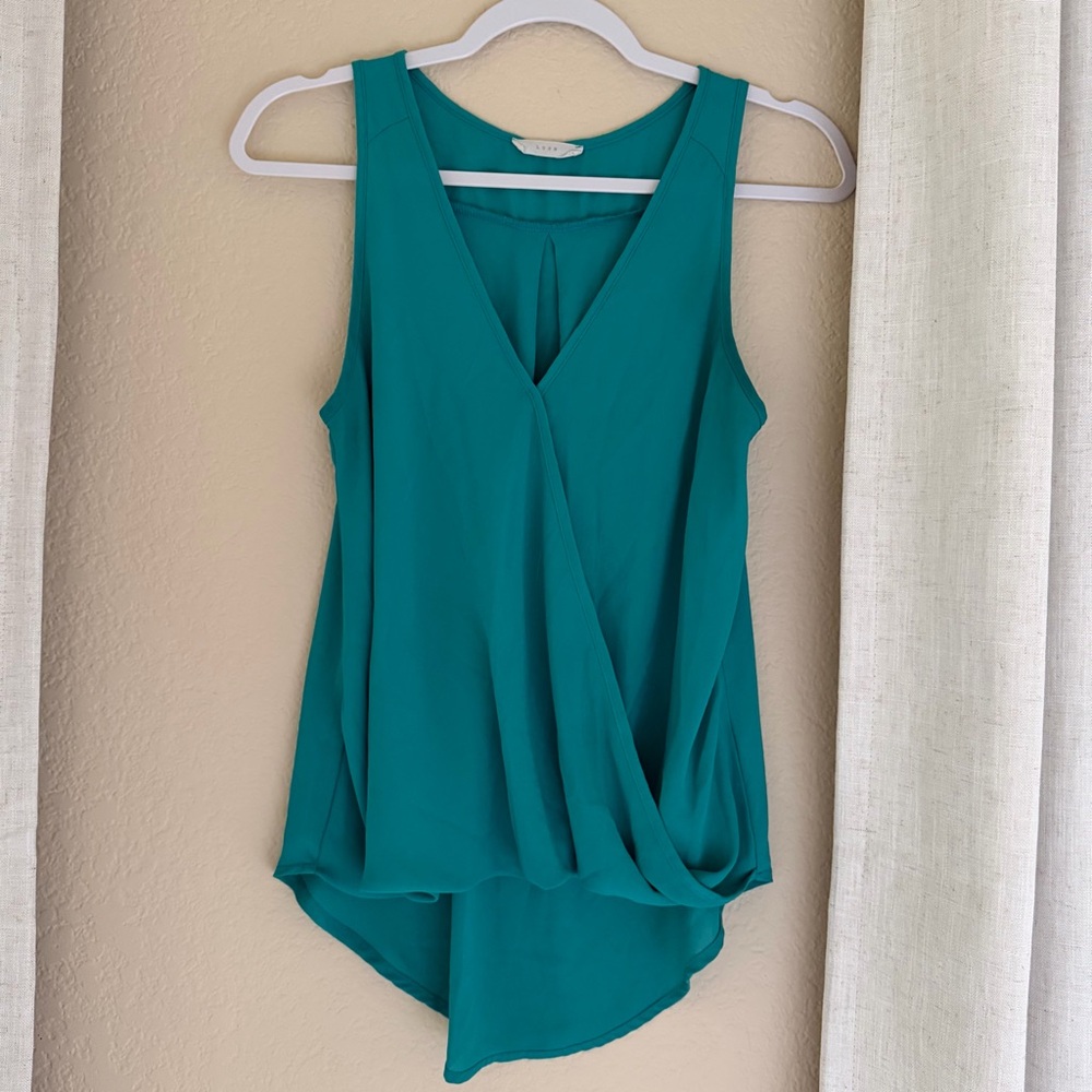 Lush Teal Sleeveless Wrap Blouse